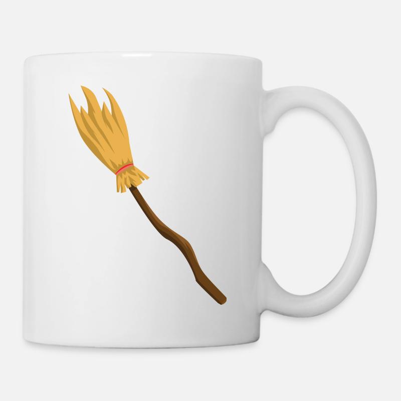 Besen - Tasse - Weiß