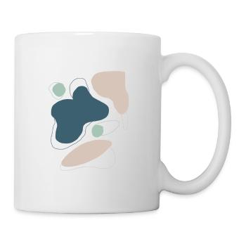 abstrakt blau beige Muster Formen - Tasse - Weiß - Rechts
