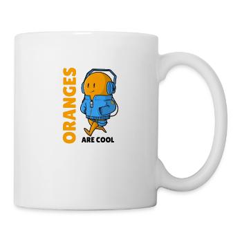 Cool orange with headphones music - Mug - white - Right