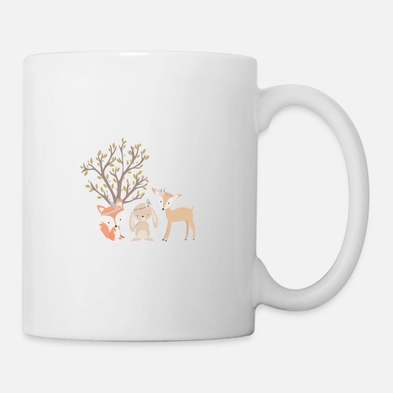 Forest animals boho with Indian fox, deer and hare - Mug - white