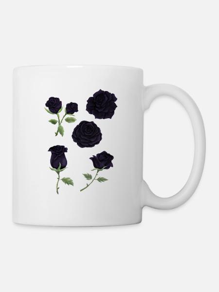 Black Roses - Watercolor - Tasse - Weiß