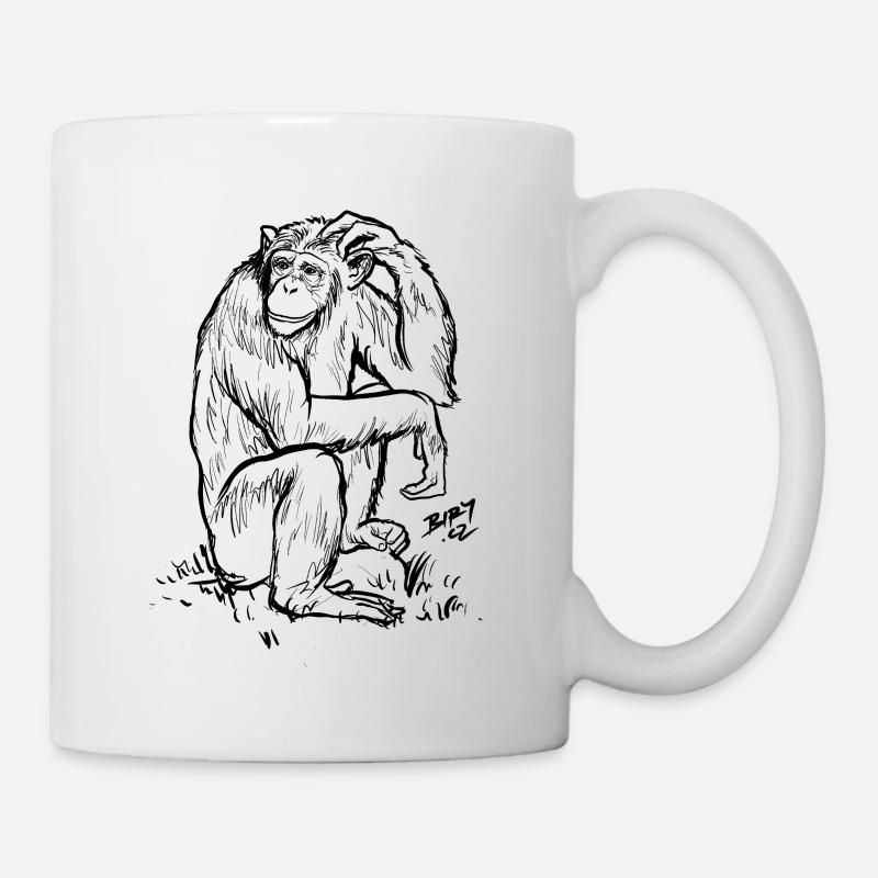 Schimpansen denken - Tasse - Weiß