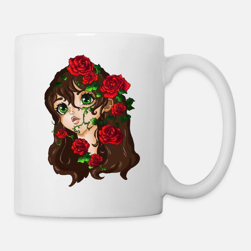 La Belle au bois dormant avec des roses rouges - Mug blanc - blanc