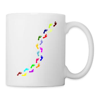kunterbunte Fußabdrücke - Tasse - Weiß - Rechts