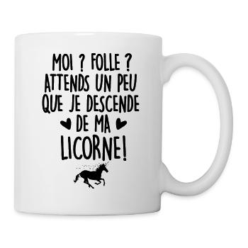 moi folle t-shirt humour licorne - Mug blanc - blanc - Droite