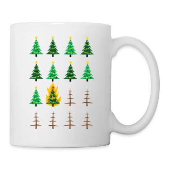 burning chrismas tree, Weihnachten, Weihnachtsbaum - Tasse - Weiß - Rechts
