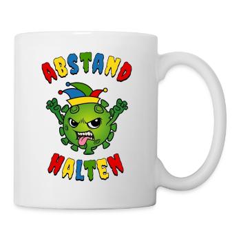 Fasching Karneval Corona Virus Abstand halten - Tasse - Weiß - Rechts