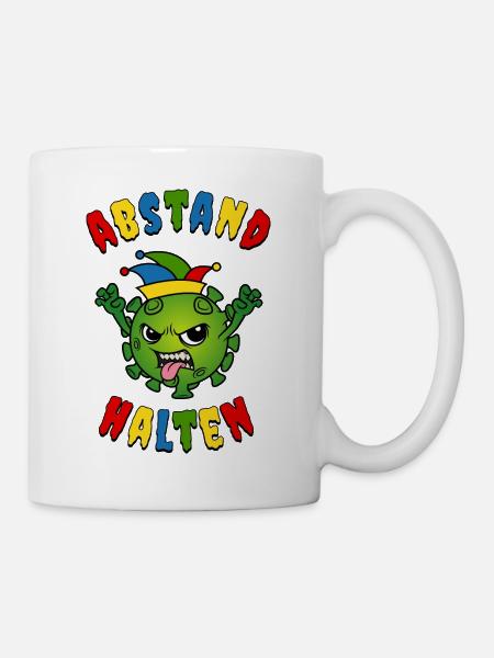 Fasching Karneval Corona Virus Abstand halten - Tasse - Weiß