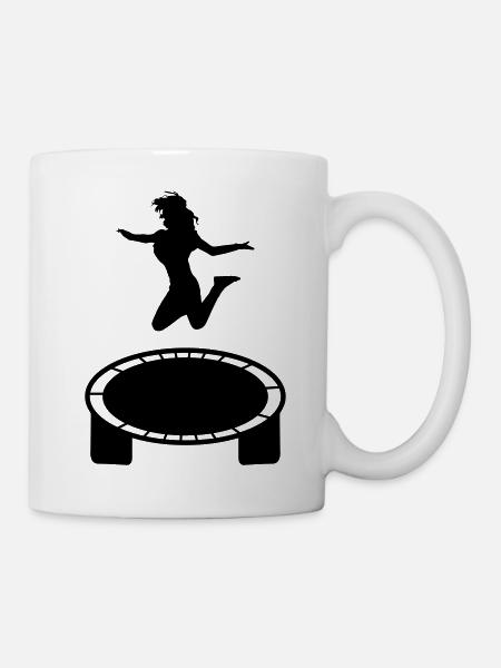 Springende Frau Mädchen Trampolin Trampolinhalle - Tasse - Weiß