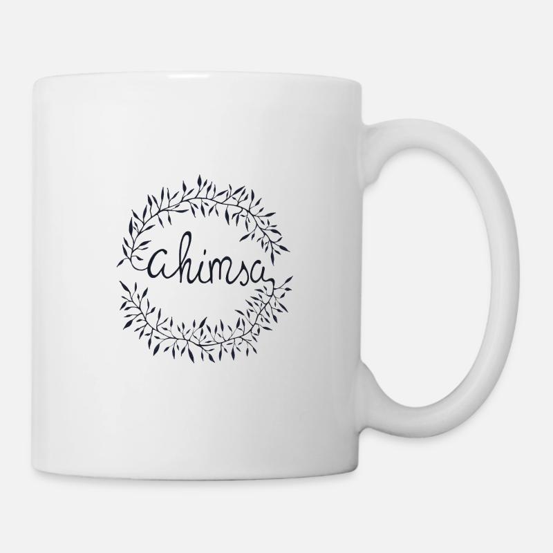 Ahimsa YOGA VEGAN GESCHENK GESCHENKIDEE - Tasse - Weiß