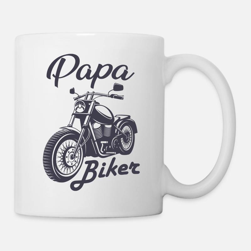 Papa Biker, idée cadeau papa, papa motard - Mug blanc - blanc