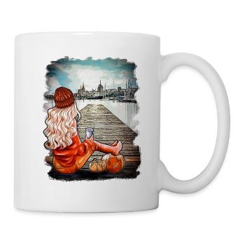 Blondine Skyline Rostock |Bambisart - Tasse - Weiß - Rechts