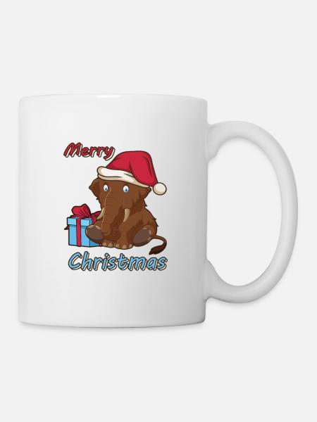 Mammut Elefant Weihnachten Geschenk Cartoon Design - Tasse - Weiß