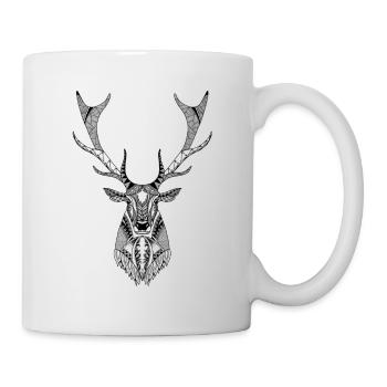 Hirsch Geweih Jagd Polygon Rentier Weihnachten - Tasse - Weiß - Rechts