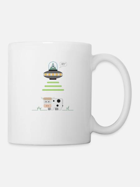 Alien abducting cow - Mug - white