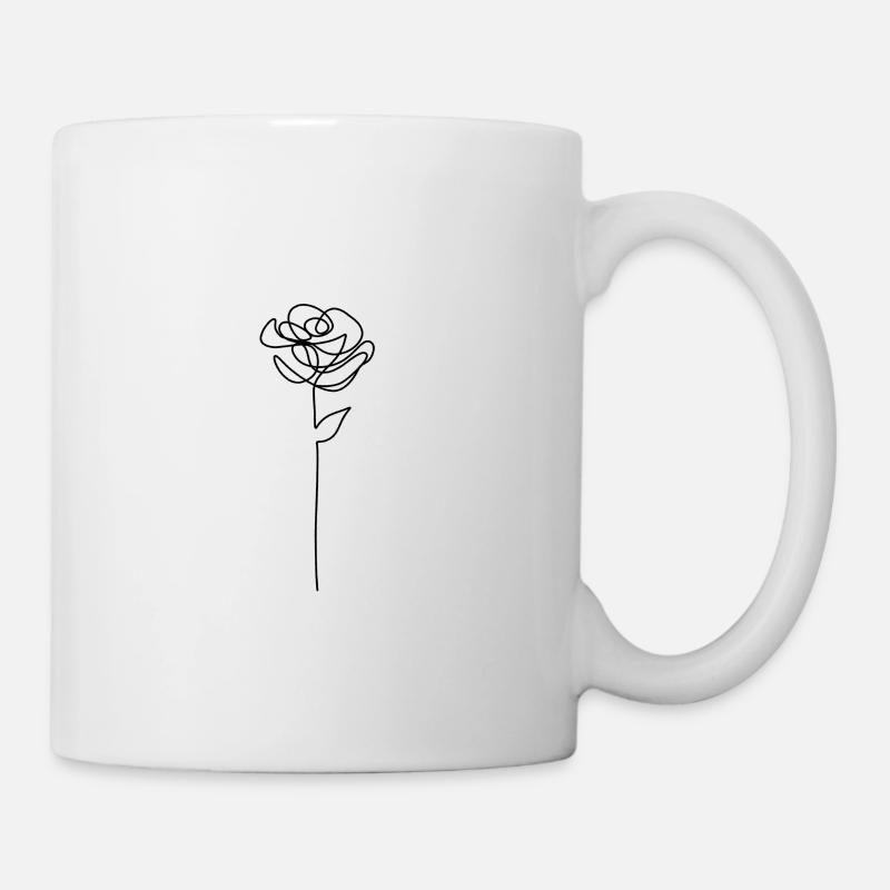 Line art rose line art - Mug - white