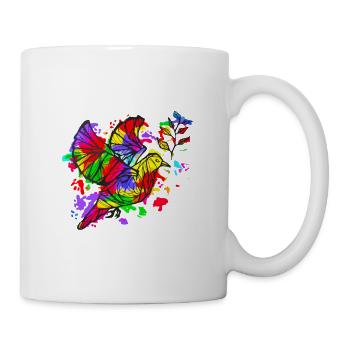 Friedenstaube - bunte Kunst - Tasse - Weiß - Rechts