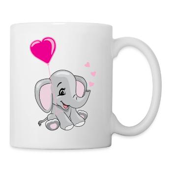 Karikatur lächelnder Elefant, der einen Ballon hält - Tasse - Weiß - Rechts