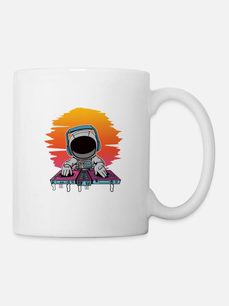Astronaut , Synthwave, Dj, Musik, Geschenk - Tasse - Weiß