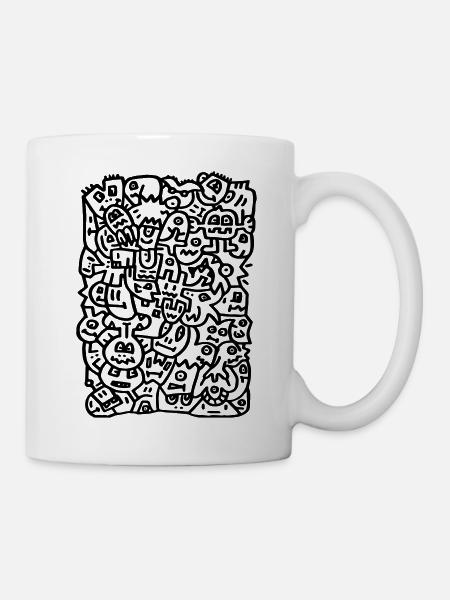 Gribouillage de griffonnage - Mug blanc - blanc