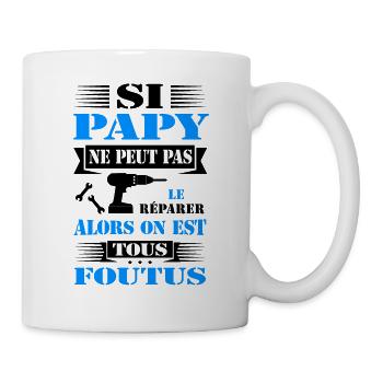 SEUL PAPY PEUT RÉPARER - PAPY BRICOLEUR - Mug blanc - blanc - Droite