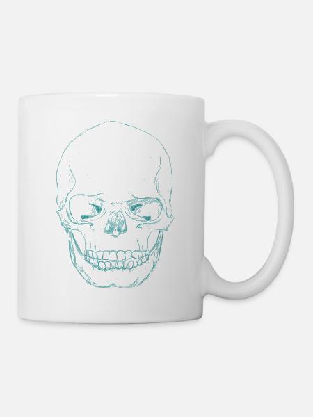 SkullSketchDarkTurquoise - Tasse - Weiß