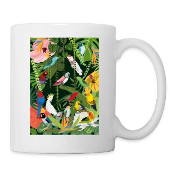 Parrots in the jungle, illustration - Mug - white - Right