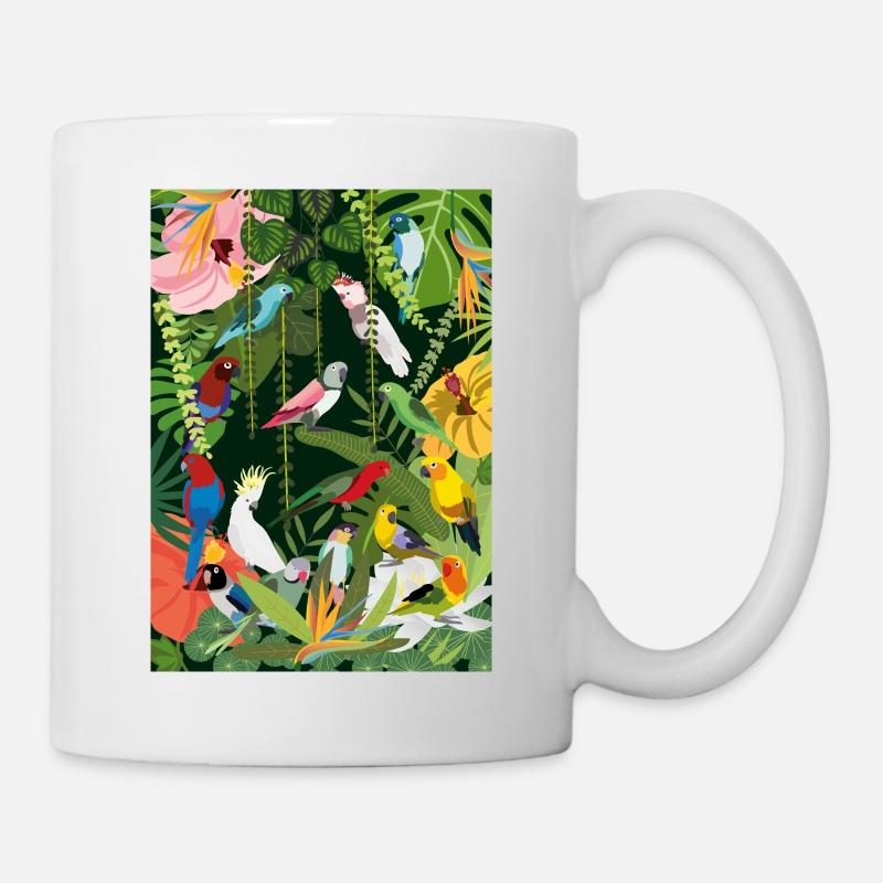 Parrots in the jungle, illustration - Mug - white