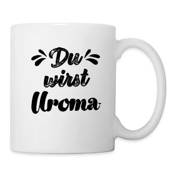 Du wirst Uroma Baby Schwangerschaftverkünde - Tasse - Weiß - Rechts