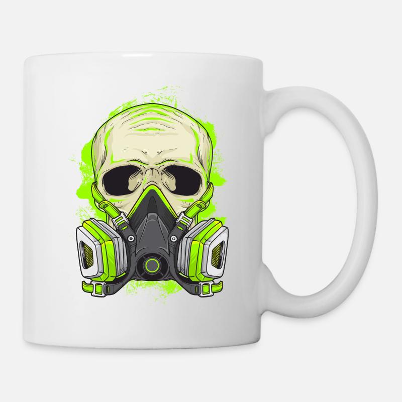 Schädel Biohazard Maske Tod durch Luft - Tasse - Weiß