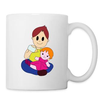 Garçon avec la poupée - Mug blanc - blanc - Droite