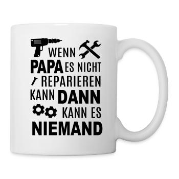 Papa reparieren Vater Heimwerker bauen Werkzeug - Tasse - Weiß - Rechts