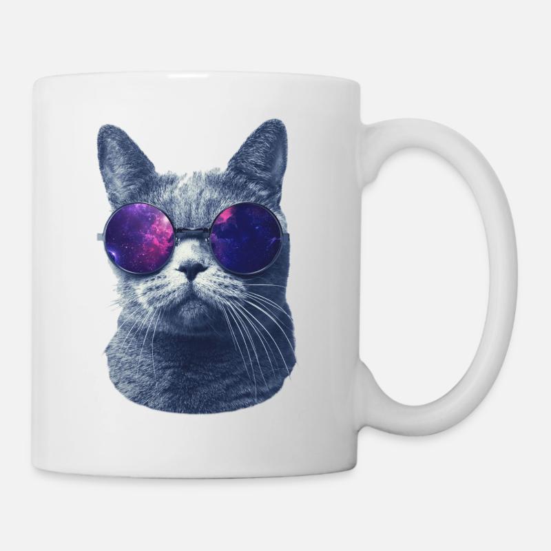 Katze in Brille - Tasse - Weiß