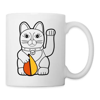 Maneki Neko "Kōreisha" oldschool - Dark Contour - Tasse - Weiß - Rechts