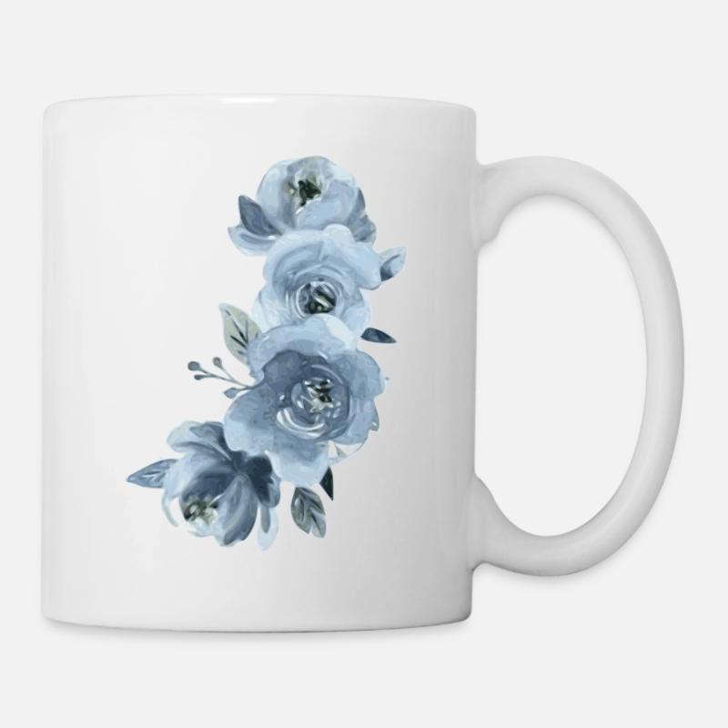 Fleurs bleues - Mug blanc - blanc