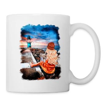 Lighthouse Warnemünde Illustration Blonde - Mug - white - Right
