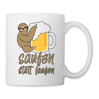 Saufen statt Laufen lustiger Spruch Faultier Bier - Tasse - Weiß - Rechts