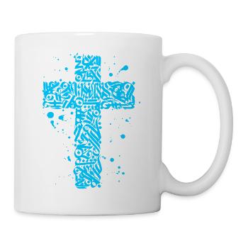 Blaues Graffiti-Kreuz - Tasse - Weiß - Rechts