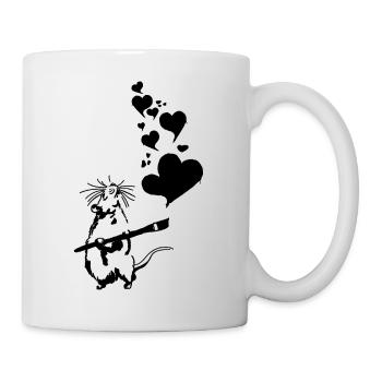 Rat Banksy Street Art LOVE IS IN THE AIR - Mug - white - Right