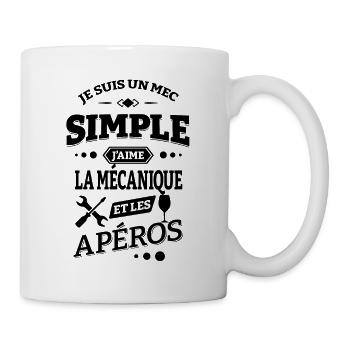 J'AIME LA MECANIQUE ET LES APÉROS - Mug blanc - blanc - Droite