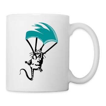 Ratte mit Gesichtsmasken Fallschirm Street Art - Tasse - Weiß - Rechts