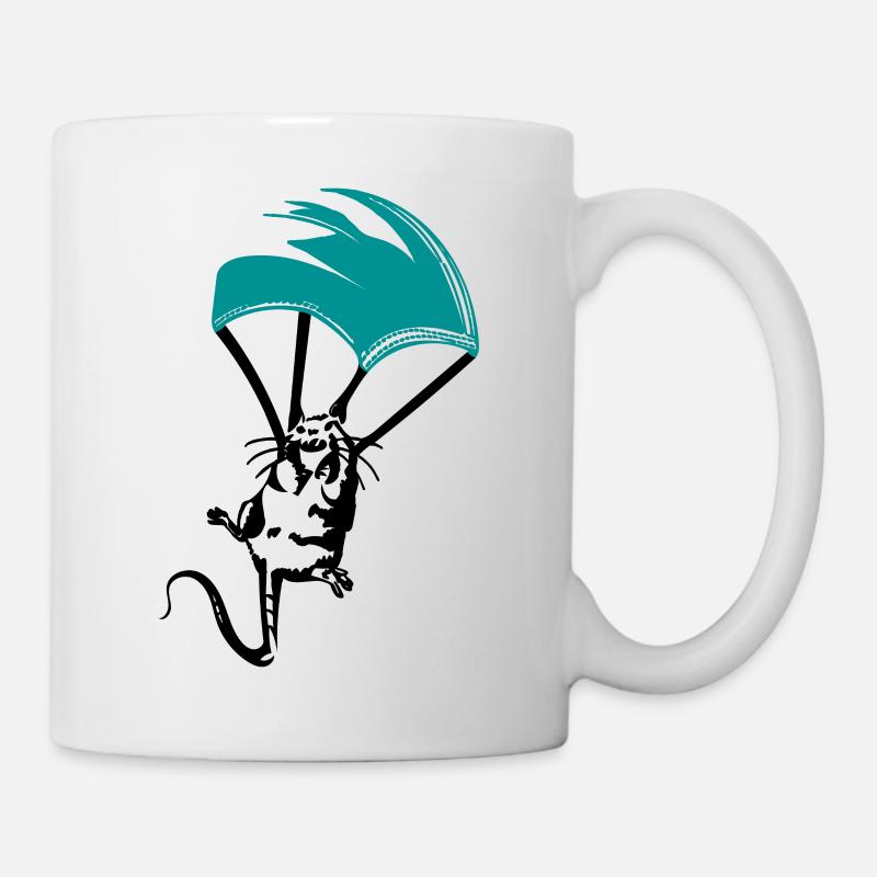 Ratte mit Gesichtsmasken Fallschirm Street Art - Tasse - Weiß