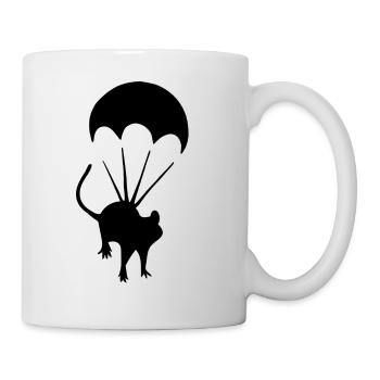 Fallschirm Maus Street Art Silhouette - Tasse - Weiß - Rechts