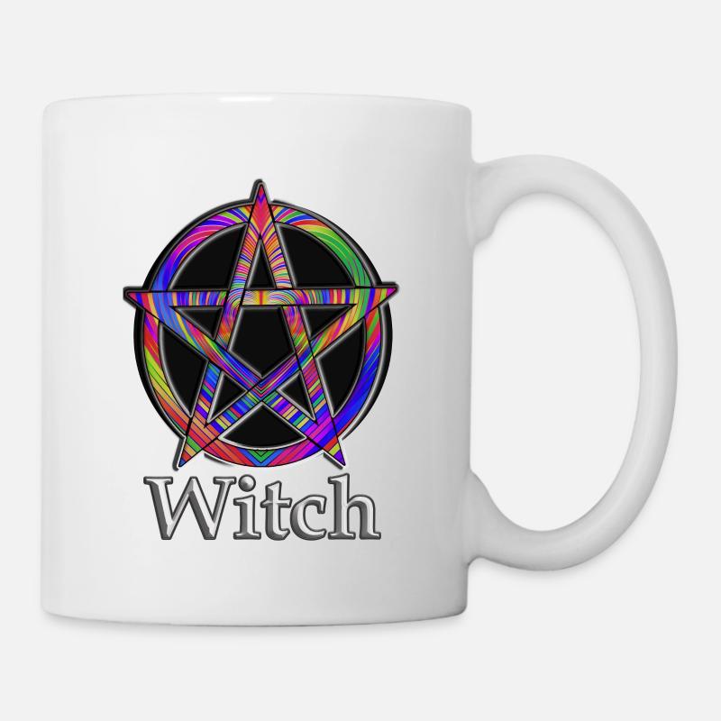 Pentagramm mit Witch Schriftzug - Tasse - Weiß