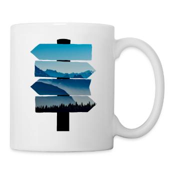 Berge Natur Wegweiser Wander - Tasse - Weiß - Rechts