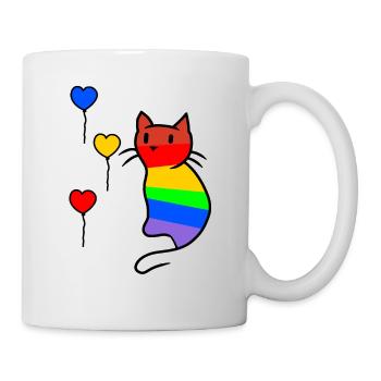 Cat Cats Kitten LGBT Rainbow Flag Love - Mug - white - Right