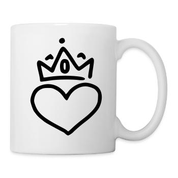 Coeur émoji croquis couronne autocollant - Mug blanc - blanc - Droite