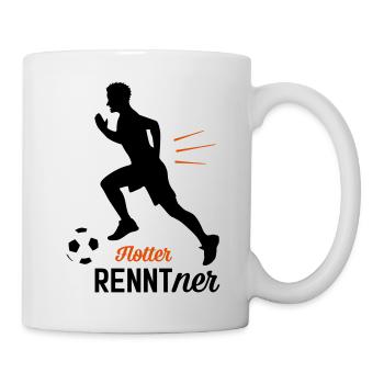 Flotter RENNTner - Fussballer - Tasse - Weiß - Rechts