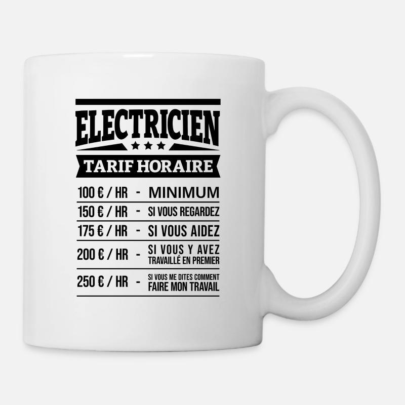 TARIF HORAIRE ÉLECTRICIEN - Mug blanc - blanc