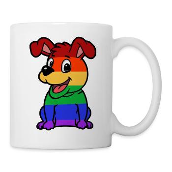 Cute LGBT dog rainbow flag gay gay - Mug - white - Right